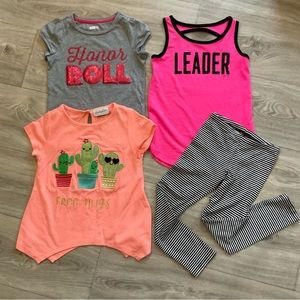 Justice, Crazy 8, Cat and Jack, Emily Rise Lot of 4 shirt and Leggings